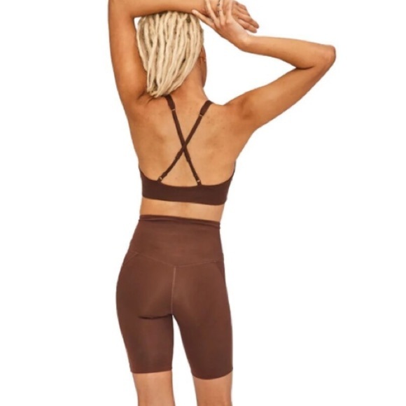 Girlfriend Collective Bike Shorts Brown Earth High Rise Gym Athletic Shorts - Picture 3 of 13